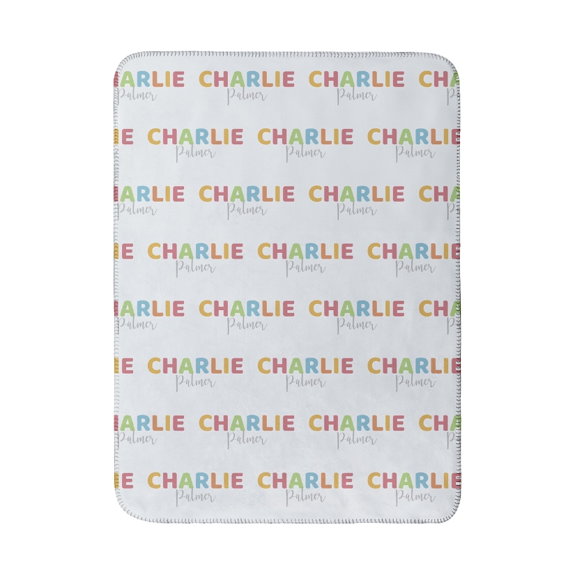 Fun Block Name Sherpa Baby Blanket Gray at