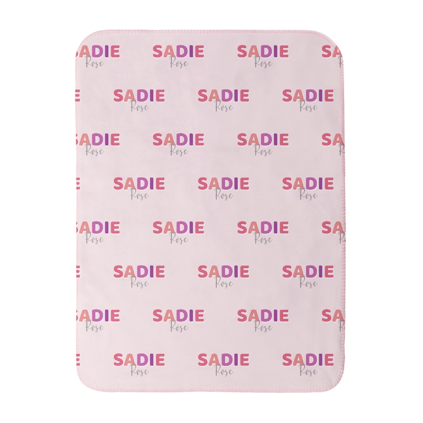Fun Block Name Sherpa Baby Blanket Pink at