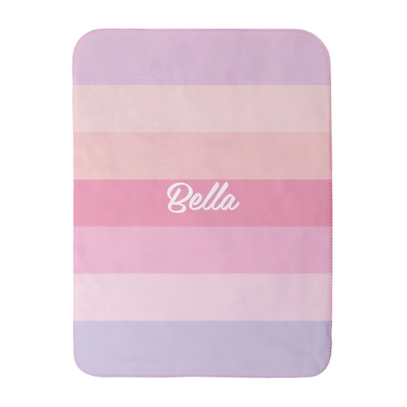 Large Stripes Sherpa Baby Blanket - Pink - Script