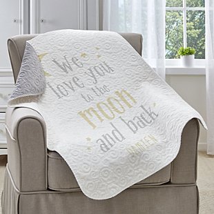 Love You To The Moon Quilted Baby Blanket