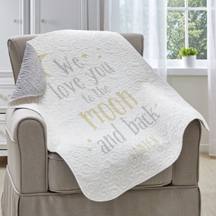 Love You To The Moon Quilted Baby Blanket