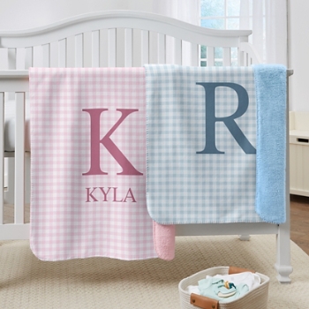 My Plaid Name Sherpa Baby Blanket