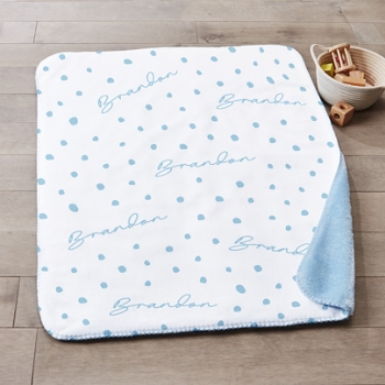 Polka Dot Name Sherpa Baby Blanket