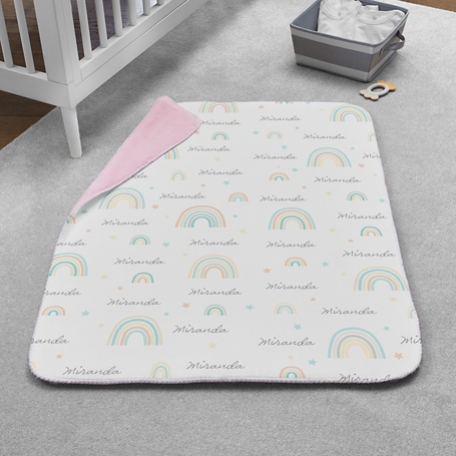 Rainbow Name Sherpa Baby Blanket