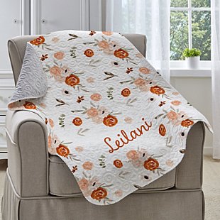 Sweet Floral Name Quilted Baby Blanket