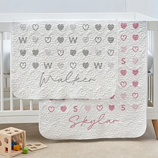 Tiled Hearts Quilted Baby Blanket