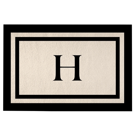 Single Initial Doormat - 24x36 - Black