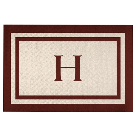 Single Initial Doormat - 24x36 - Burgundy