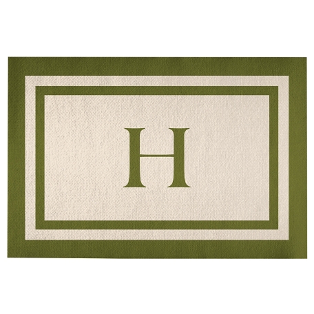 Single Initial Doormat - 24x36 - Green