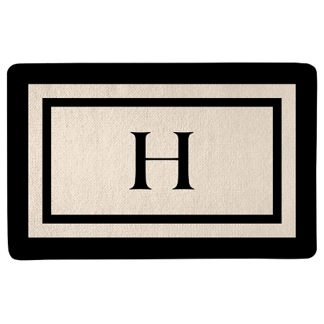 Single Initial Doormat - 17x27 - Black
