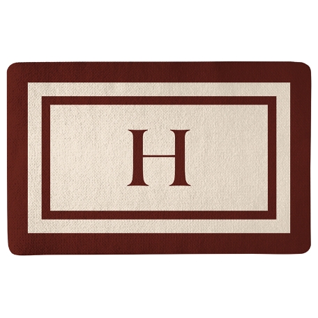Single Initial Doormat - 17x27 - Burgundy