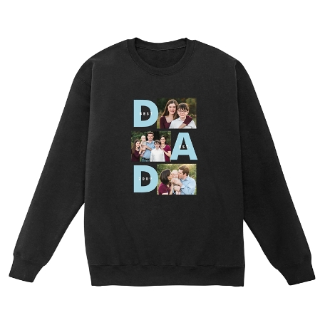 DAD Established Photo Collage Crew Black Sweatshirt - L
