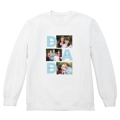 DAD Established Photo Collage Crew White Sweatshirt - L