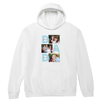 DAD Established Photo Collage Hooded White Sweatshirt - L