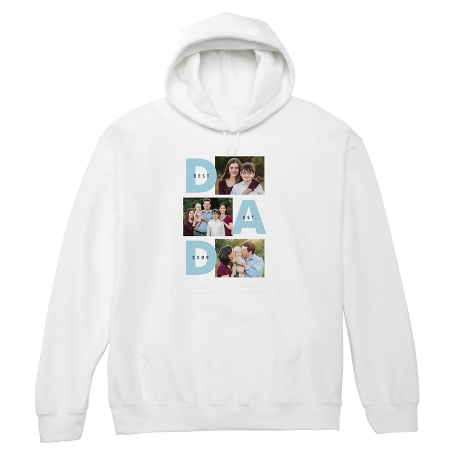 DAD Established Photo Collage Hooded White Sweatshirt - M