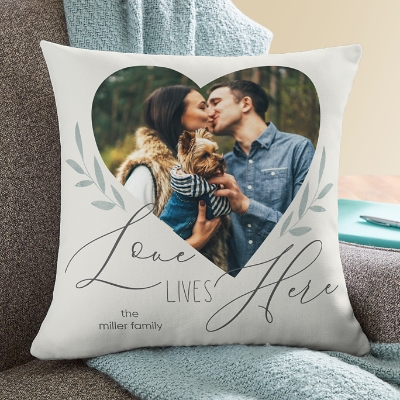 Love Lives Here Photo  Throw Pillow