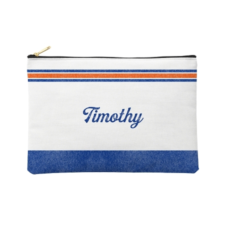 Name in Stripes Zipper Pouch - Large - Blue