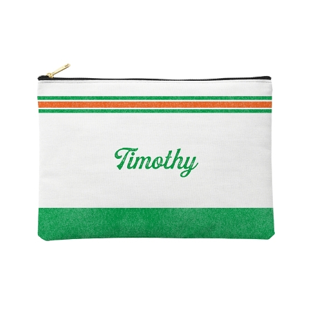 Name in Stripes Zipper Pouch - Large - Green