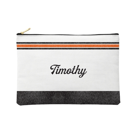 Name in Stripes Zipper Pouch - Large - Black