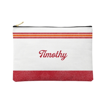 Name in Stripes Zipper Pouch - Large - Red