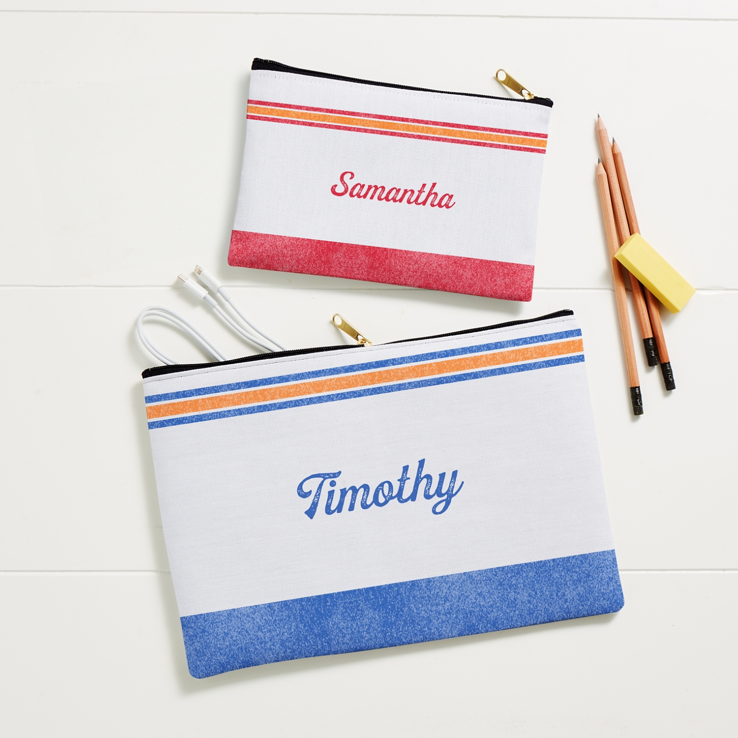 Name in Stripes Zipper Pouch