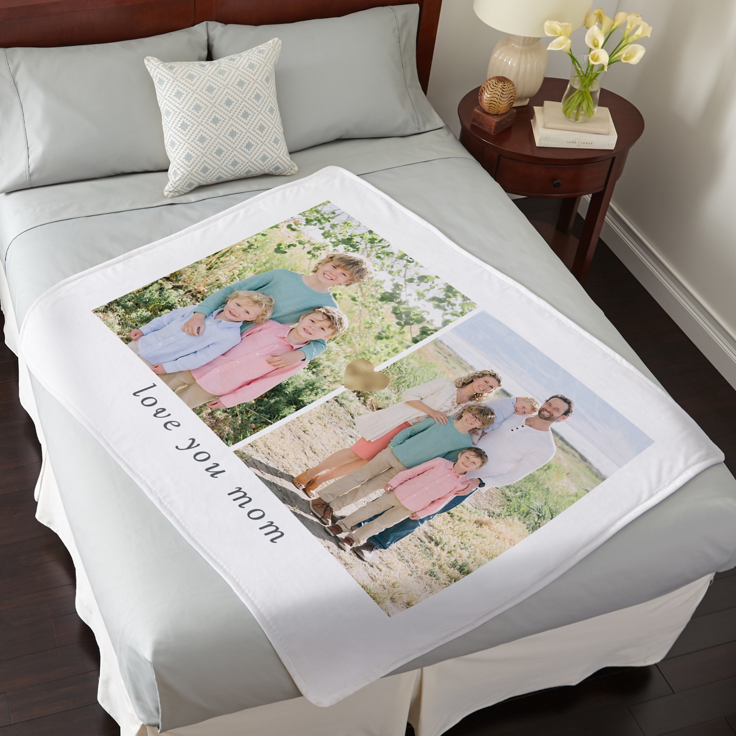 Gold Heart Photo Plush Blanket