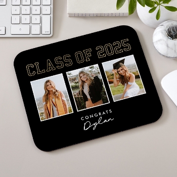 Golden Trio Graduation Photo Mouse Pad