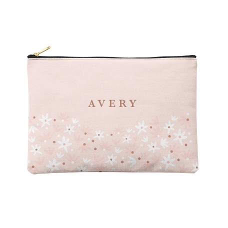 Floral Blush Zipper Pouch - L