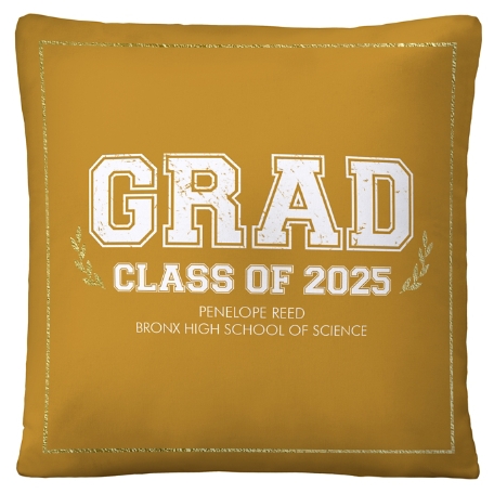 Graduation Scroll School Colors Throw Pillow - 16x16-Gold