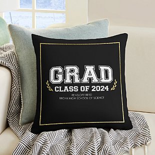 Graduation Scroll School Colors Throw Pillow