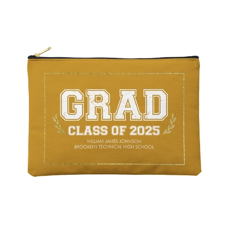 Graduation Scroll School Colors Zipper Pouch - Large - Gold