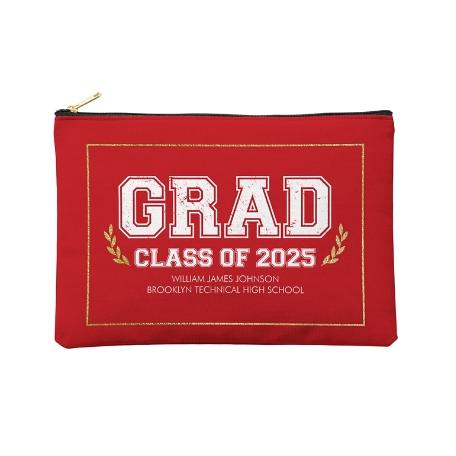 Graduation Scroll School Colors Zipper Pouch - Large - Red