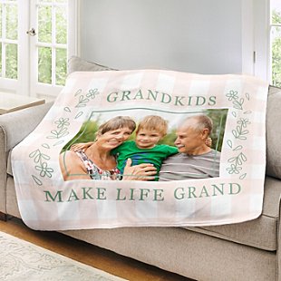 Grandkids Make Life Grand Photo Plush Blanket