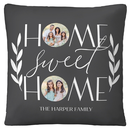 Home Sweet Home Photo Throw Pillow - Gray
