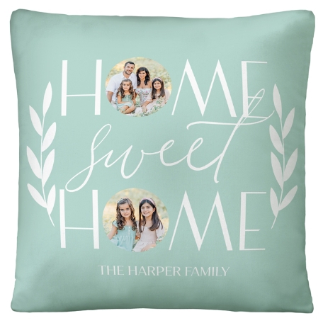 Home Sweet Home Photo Throw Pillow - Teal