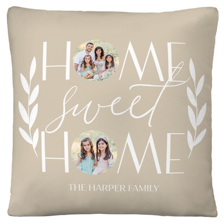 Home Sweet Home Photo Throw Pillow - Taupe