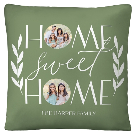 Home Sweet Home Photo Throw Pillow - Green