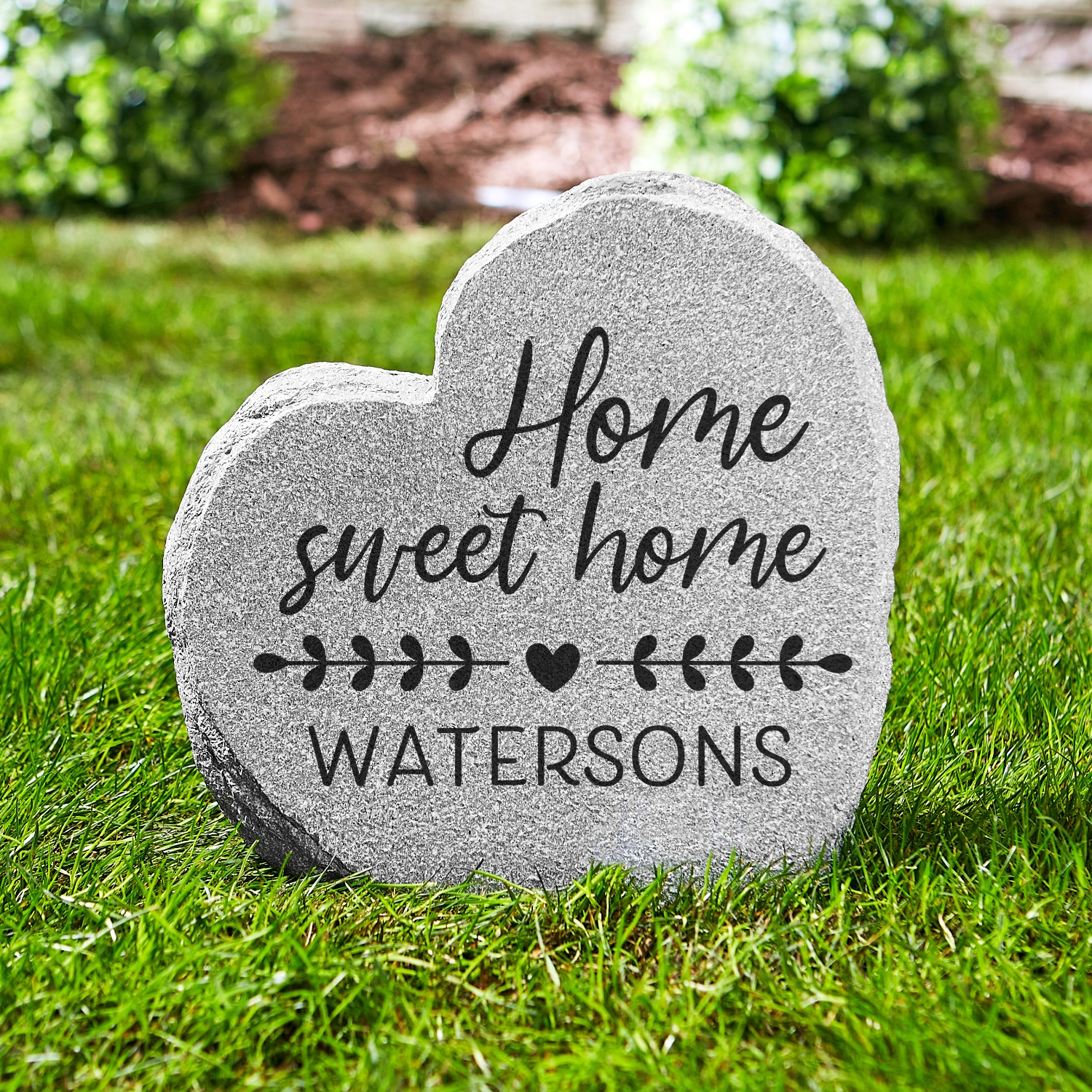 Home Sweet Home Standing Heart Garden Stone       