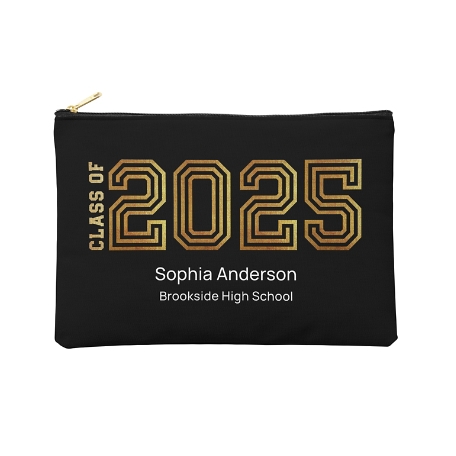 Illuminated Year Graduation Zipper Pouch - Large - Black