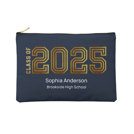 Illuminated Year Graduation Zipper Pouch - Large- Blue