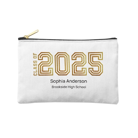 Illuminated Year Graduation Zipper Pouch - Small - White
