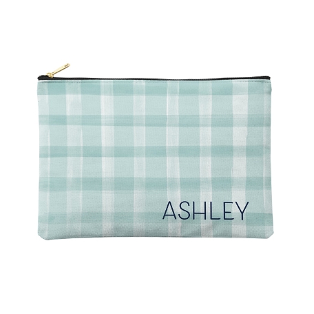 Gingham Zipper Pouch - L