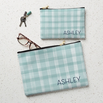 Gingham Zipper Pouch