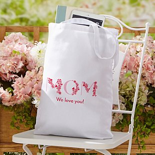 Mom Pink Floral Tote Bag