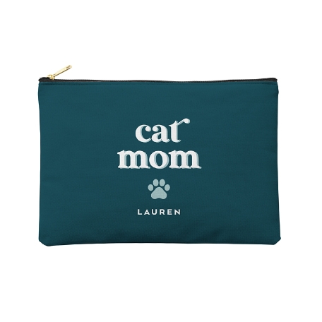 Pet Mom Zipper Pouch - Cat - L - Blue