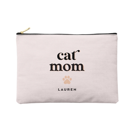 Pet Mom Zipper Pouch - Cat - L - Pink