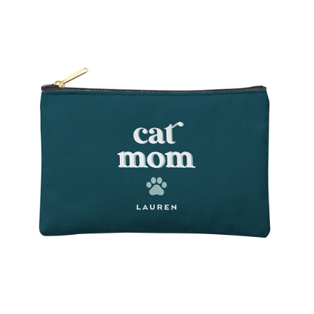 Pet Mom Zipper Pouch - Cat - S - Blue