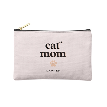 Pet Mom Zipper Pouch - Cat - S - Pink
