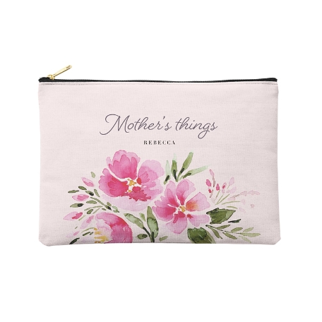 Pretty Pink Poppy Zipper Pouch - L