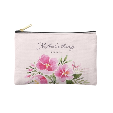 Pretty Pink Poppy Zipper Pouch - S